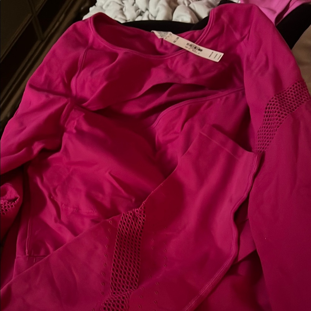 Vibrant Pink Long-Sleeve Top and Matching Leggings